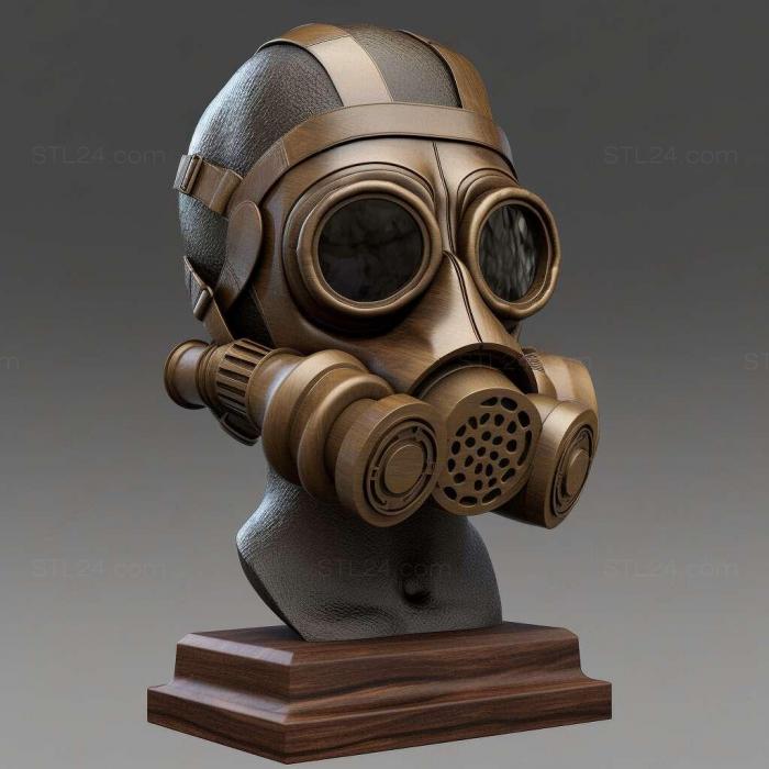 Characters (gas mask 4, HERO_1152) 3D models for cnc
